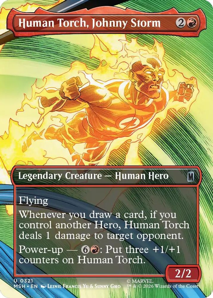 [FOIL] Human Torch, Johnny Storm (Borderless) #321 - UNCOMMON MSH -  Marvel Super Heroes