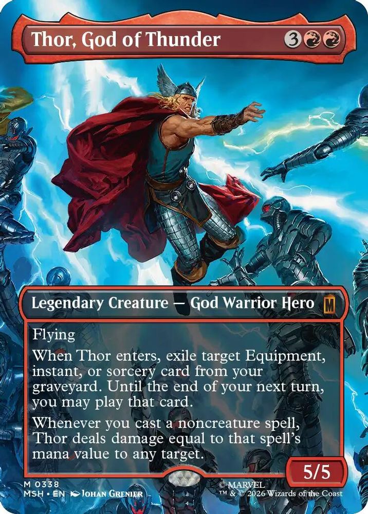 [FOIL] Thor, God of Thunder (Borderless) (0338) #338 - MYTHIC MSH -  Marvel Super Heroes