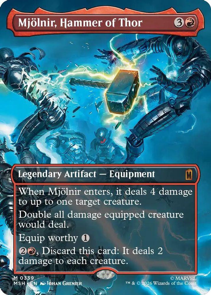 [FOIL] Mjolnir, Hammer of Thor (Borderless) (0339) #339 - MYTHIC MSH -  Marvel Super Heroes