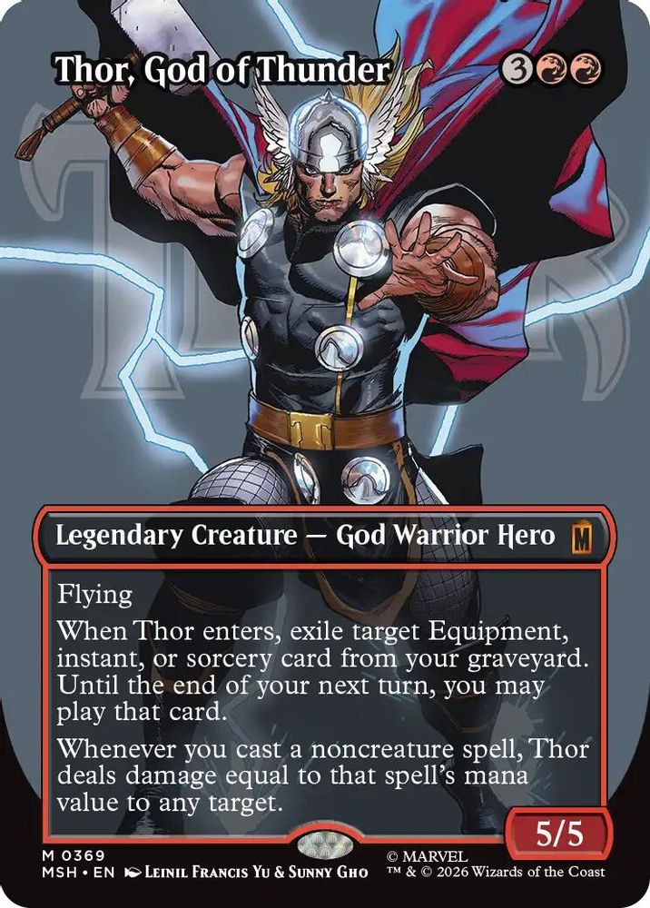 [FOIL] Thor, God of Thunder (Borderless) (0369) #369 - MYTHIC MSH -  Marvel Super Heroes