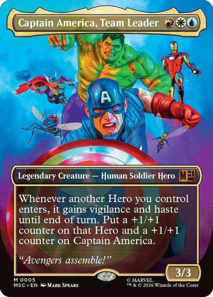 Captain America, Team Leader (Borderless) #005 - MYTHIC MSC -  Commander: Marvel Super Heroes