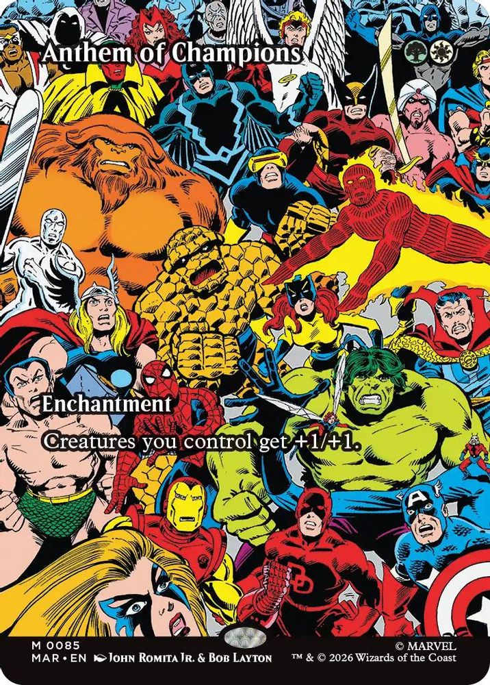[FOIL] Anthem of Champions (Borderless) #085 - MYTHIC MAR -  Marvel Universe Eternal-Legal