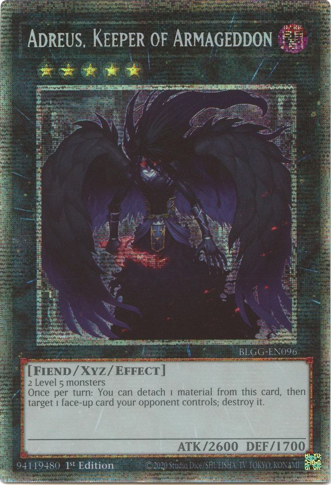 [STARLIGHT RARE] Adreus, Keeper of Armageddon - (BLGG-EN096) - 1st Edition