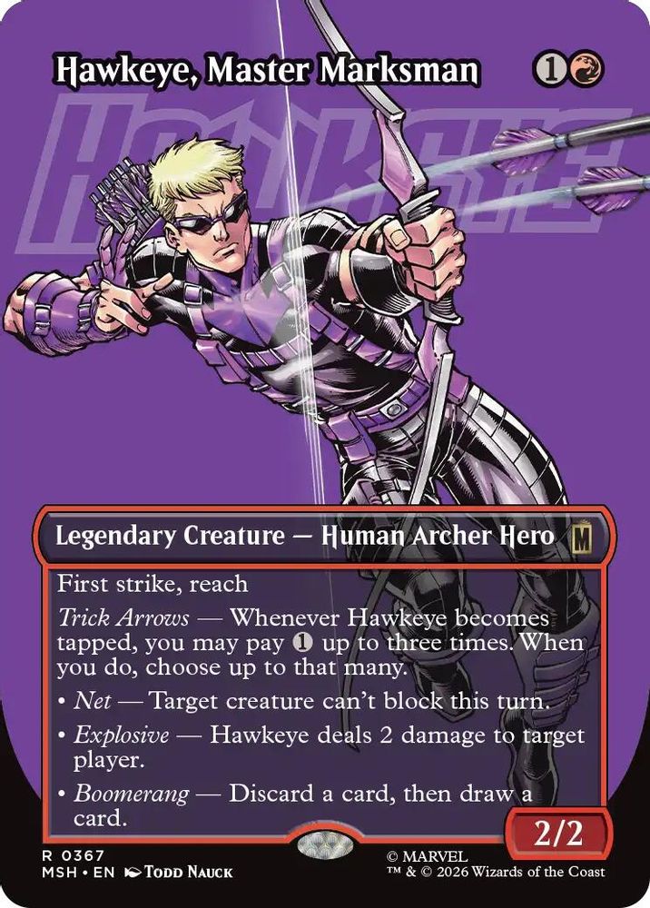 [FOIL] Hawkeye, Master Marksman (Borderless) #367 - RARE MSH -  Marvel Super Heroes