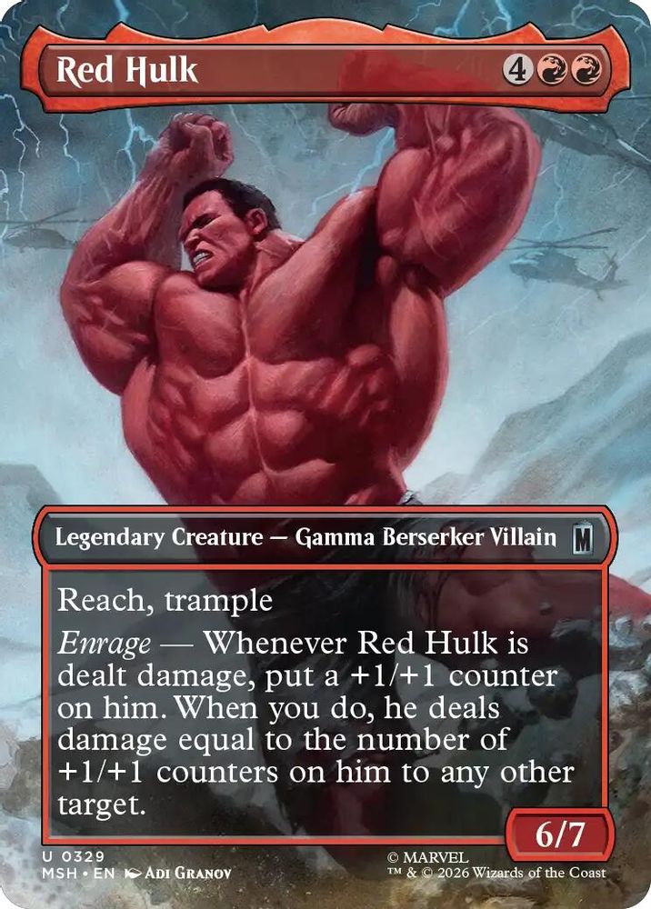 [FOIL] Red Hulk (Borderless) #329 - UNCOMMON MSH -  Marvel Super Heroes