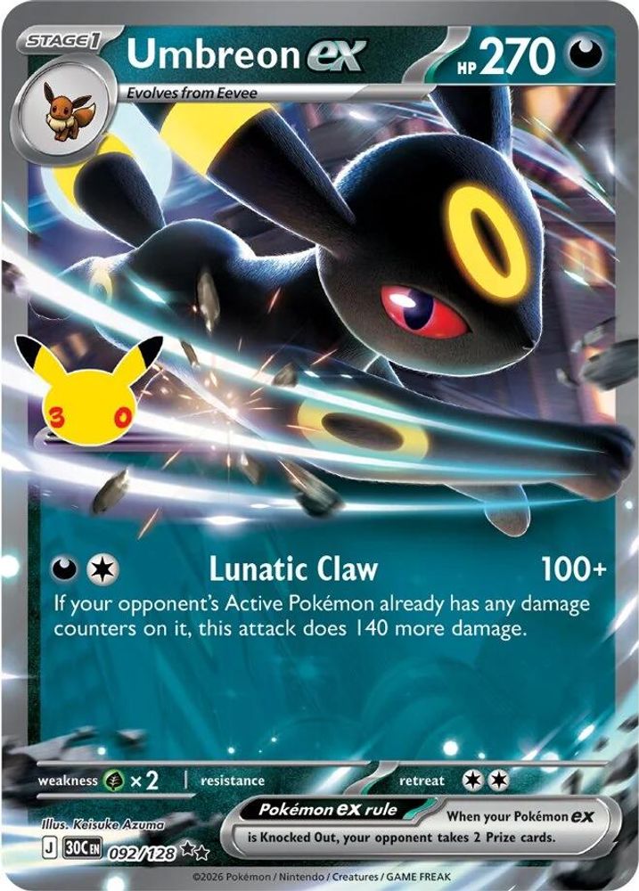 Umbreon ex - [ 092/128 ] - Double Rare - Pokemon ME 30th Celebration