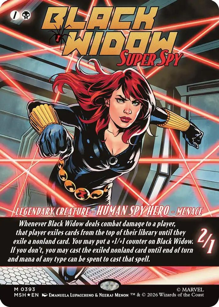 [FOIL] Black Widow, Super Spy (Borderless) (0393) #393 - MYTHIC MSH -  Marvel Super Heroes