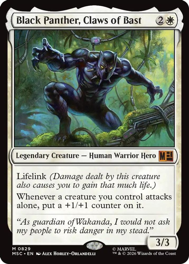 [FOIL] Black Panther, Claws of Bast #829 - MYTHIC MSC -  Commander: Marvel Super Heroes
