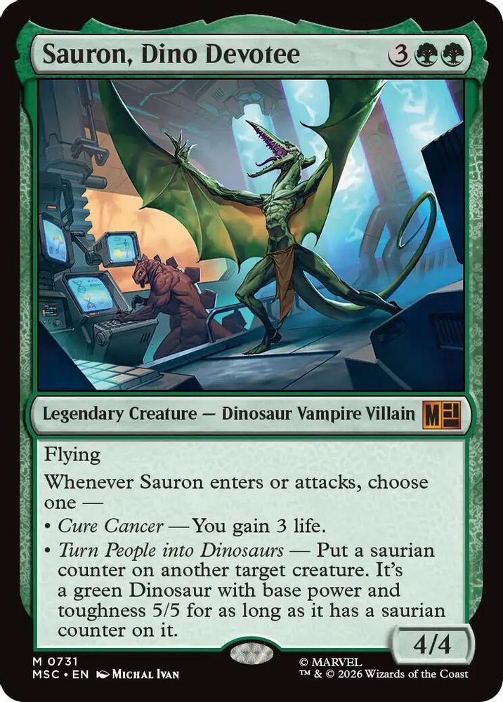 [FOIL] Sauron, Dino Devoteee #731 - MYTHIC MSC -  Commander: Marvel Super Heroes