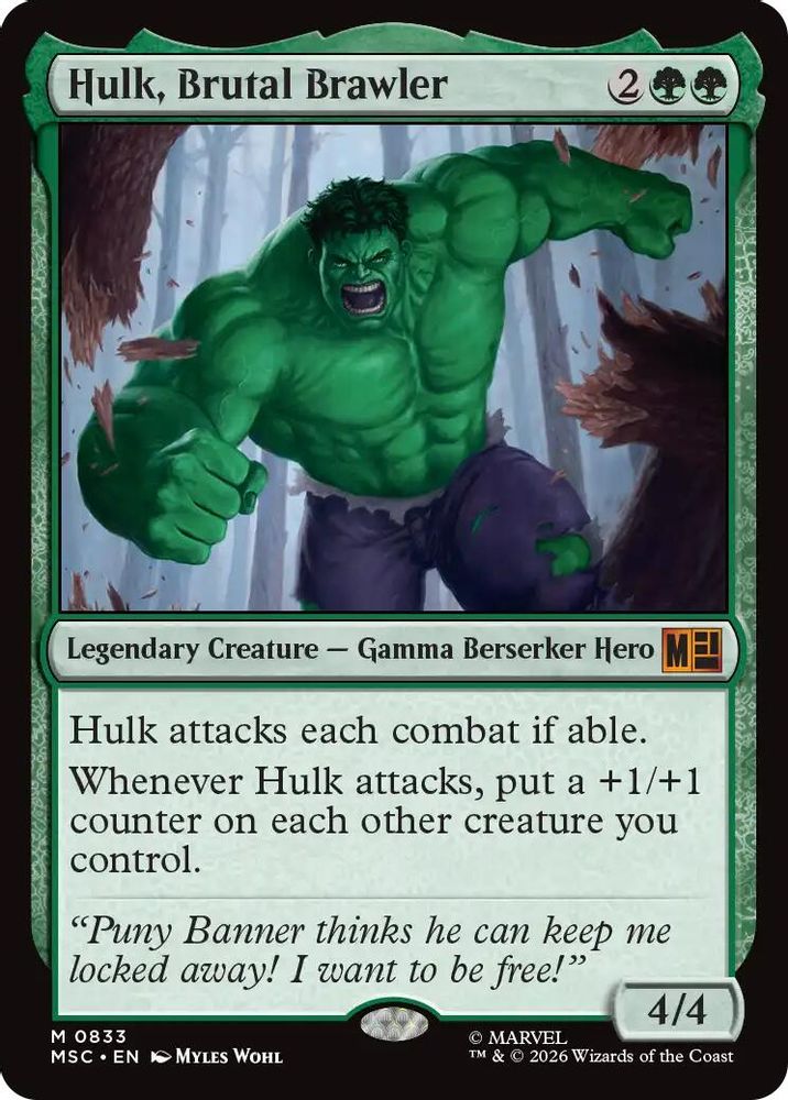 Hulk, Brutal Brawler #833 - MYTHIC MSC -  Commander: Marvel Super Heroes
