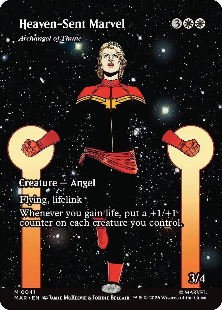 [FOIL] Heaven-Sent Marvel - Archangel of Thune (Borderless) #041 - MYTHIC MAR -  Marvel Universe Eternal-Legal