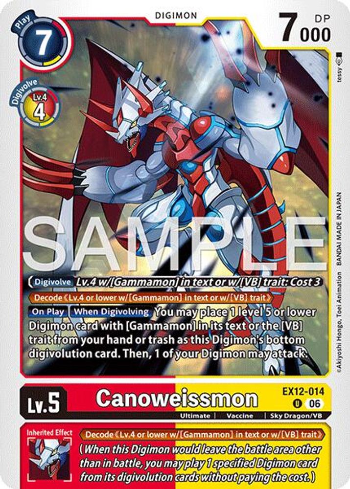 PLAYSET (4) 4x Canoweissmon (EX12-014) Uncommon - Digimon Digital World Shambala