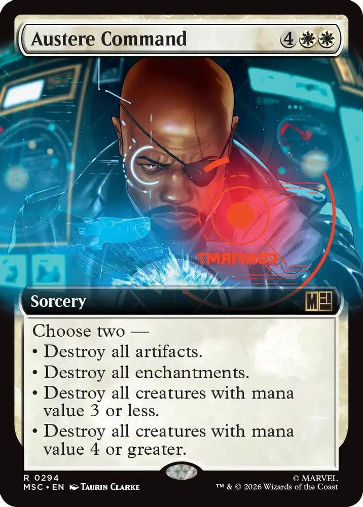 Austere Command (Extended Art) #294 - RARE MSC -  Commander: Marvel Super Heroes