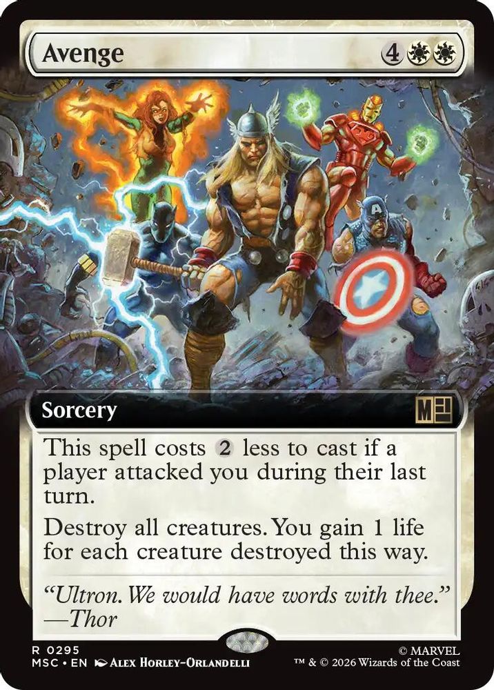 Avenge (Extended Art) #295 - RARE MSC -  Commander: Marvel Super Heroes