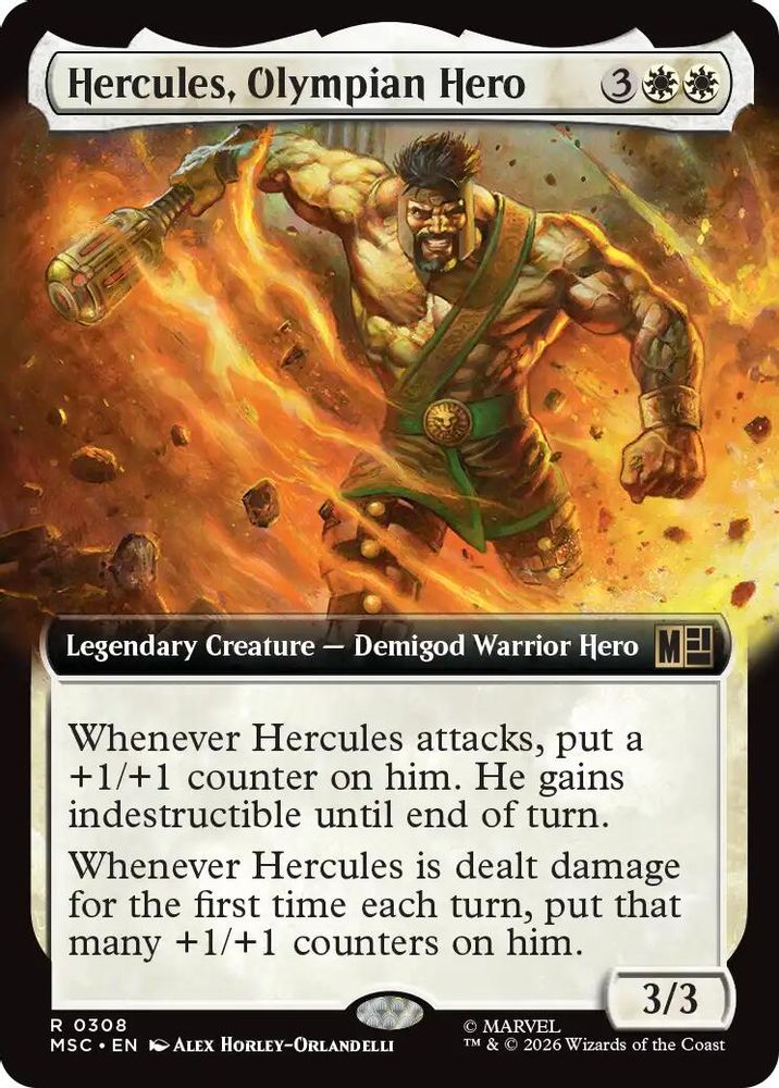 Hercules, Olympian Hero (Extended Art) #308 - RARE MSC -  Commander: Marvel Super Heroes