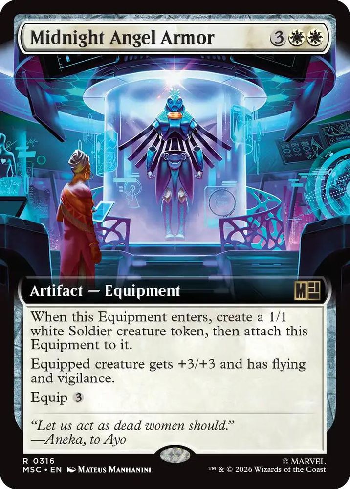 Midnight Angel Armor (Extended Art) #316 - RARE MSC -  Commander: Marvel Super Heroes