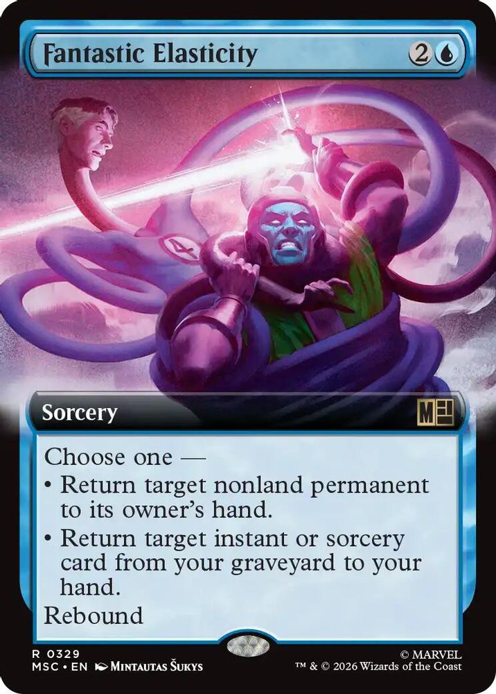 [FOIL] Fantastic Elasticity (Extended Art) #329 - RARE MSC -  Commander: Marvel Super Heroes