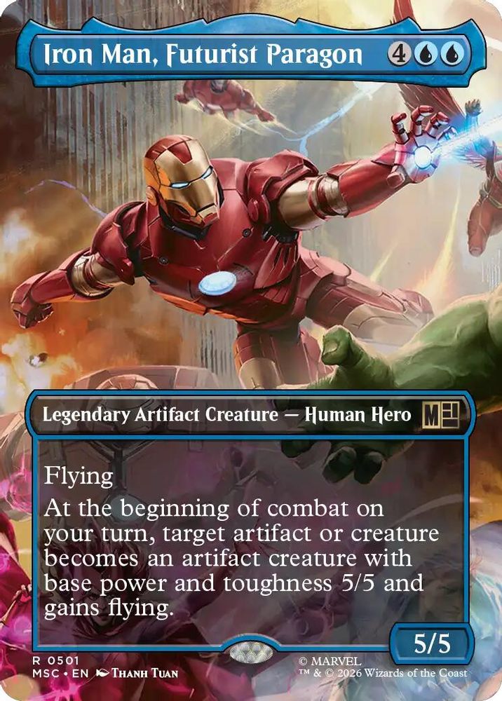 Iron Man, Futurist Paragon (Borderless) #501 - RARE MSC -  Commander: Marvel Super Heroes