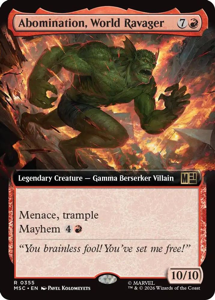 Abomination, World Ravager (Extended Art) #355 - RARE MSC -  Commander: Marvel Super Heroes