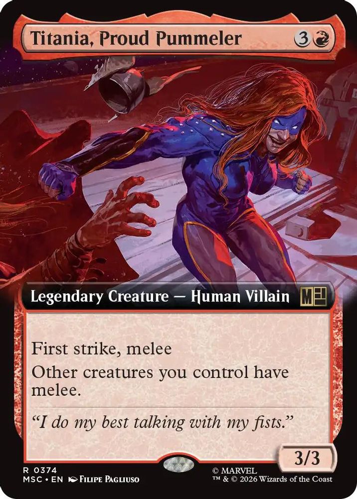 [FOIL] Titania, Proud Pummeler (Extended Art) #374 - RARE MSC -  Commander: Marvel Super Heroes