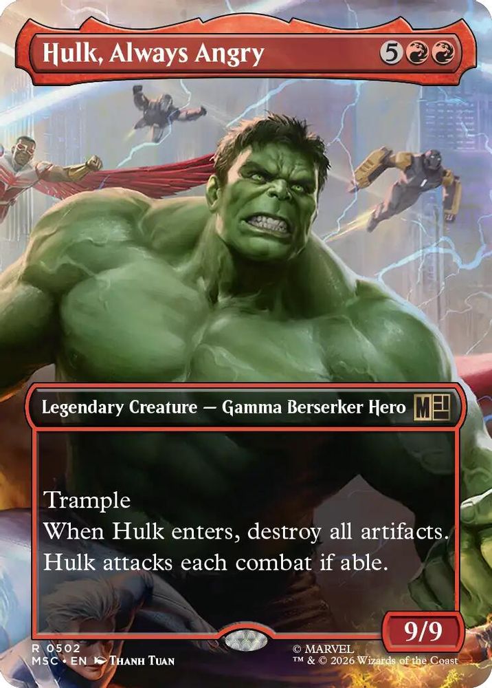 [FOIL] Hulk, Always Angry (Borderless) #502 - RARE MSC -  Commander: Marvel Super Heroes