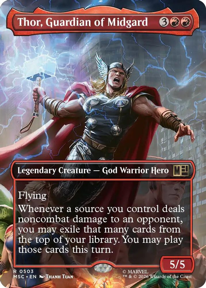 [FOIL] Thor, Guardian of Midgard (Borderless) #503 - RARE MSC -  Commander: Marvel Super Heroes