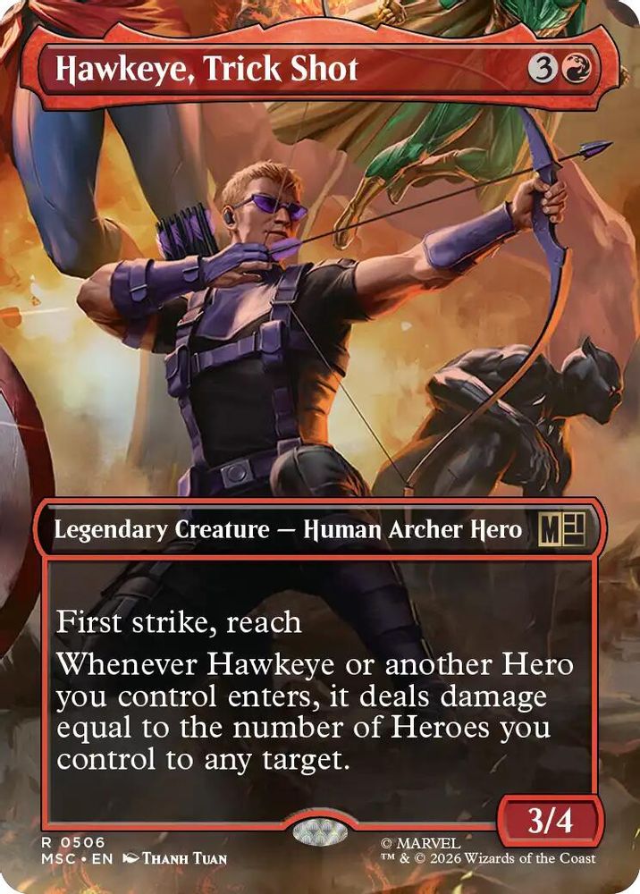 [FOIL] Hawkeye, Trick Shot (Borderless) #506 - RARE MSC -  Commander: Marvel Super Heroes