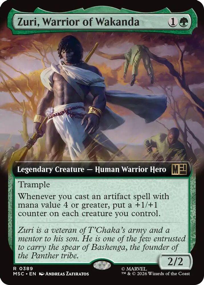[FOIL] Zuri, Warrior of Wakanda (Extended Art) #389 - RARE MSC -  Commander: Marvel Super Heroes