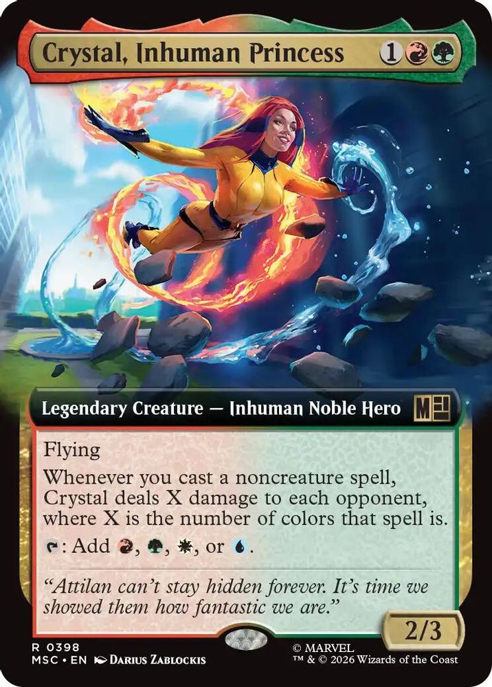 [FOIL] Crystal, Inhuman Princess (Extended Art) #398 - RARE MSC -  Commander: Marvel Super Heroes