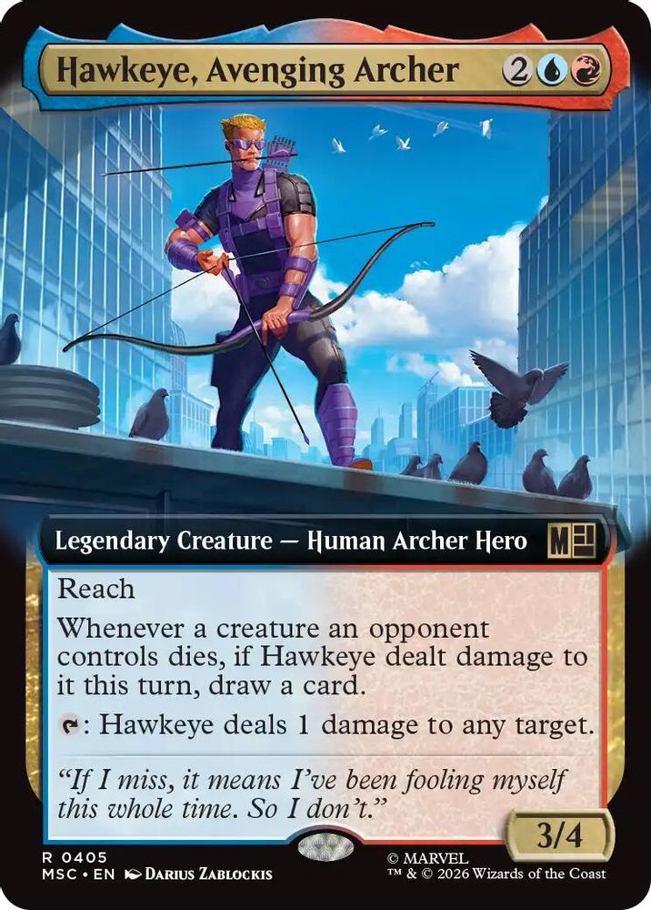 [FOIL] Hawkeye, Avenging Archer (Extended Art) #405 - RARE MSC -  Commander: Marvel Super Heroes