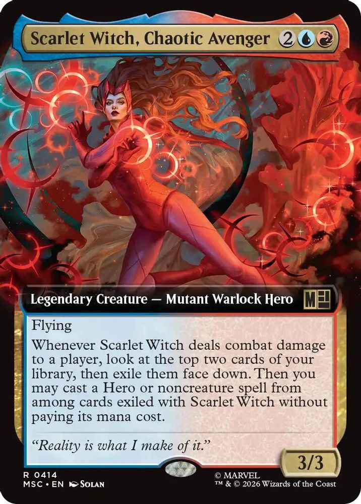 [FOIL] Scarlet Witch, Chaotic Avenger (Extended Art) #414 - RARE MSC -  Commander: Marvel Super Heroes