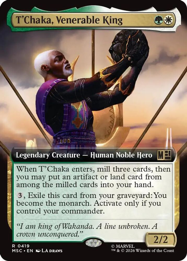 T'Chaka, Venerable King (Extended Art) #419 - RARE MSC -  Commander: Marvel Super Heroes