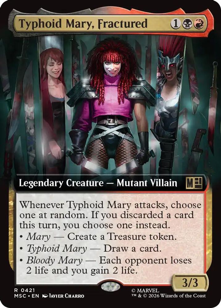 [FOIL] Typhoid Mary, Fractured (Extended Art) #421 - RARE MSC -  Commander: Marvel Super Heroes