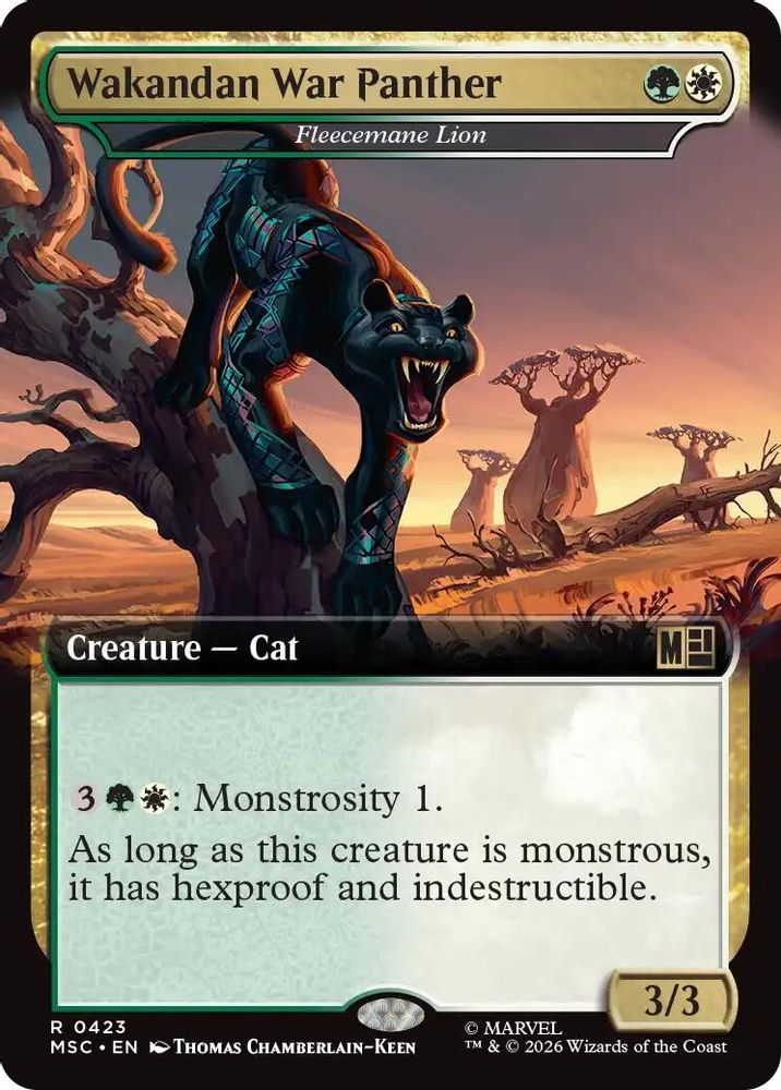 [FOIL] Wakandan War Panther - Fleecemane Lion (Extended Art) #423 - RARE MSC -  Commander: Marvel Super Heroes