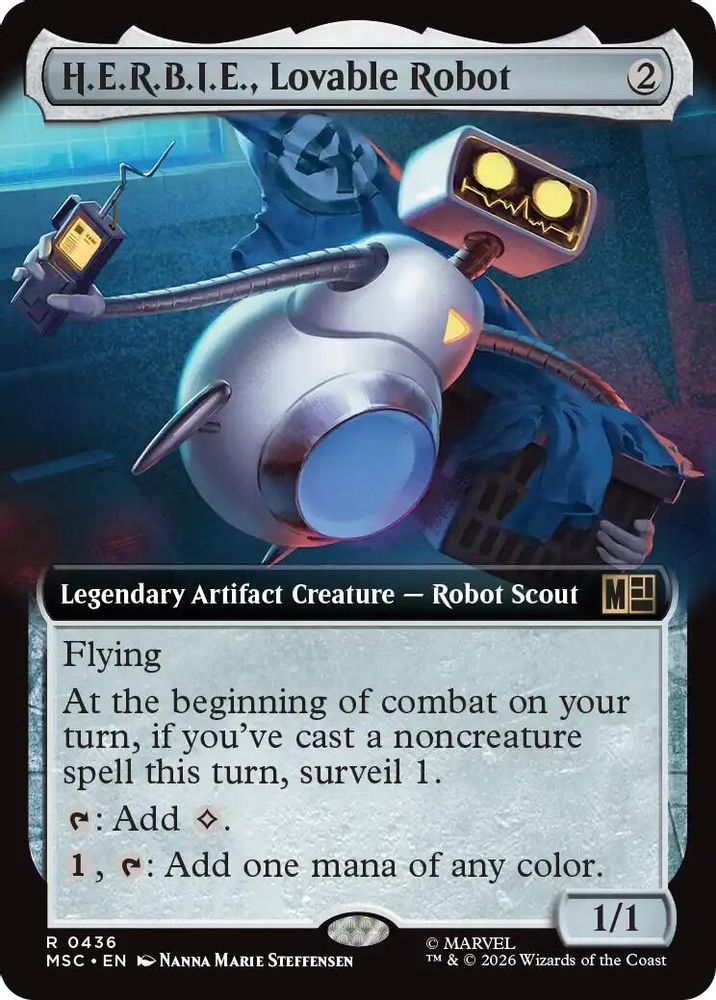 [FOIL] H.E.R.B.I.E., Lovable Robot (Extended Art) #436 - RARE MSC -  Commander: Marvel Super Heroes