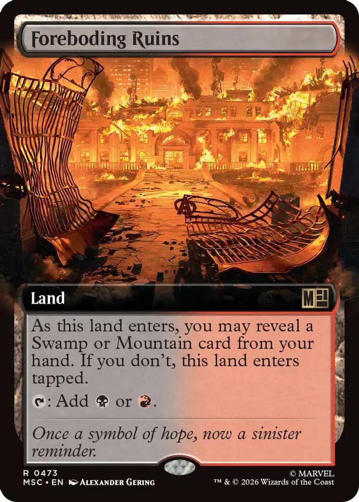 [FOIL] Foreboding Ruins (Extended Art) #473 - RARE MSC -  Commander: Marvel Super Heroes