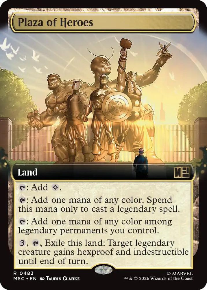 [FOIL] Plaza of Heroes (Extended Art) #483 - RARE MSC -  Commander: Marvel Super Heroes