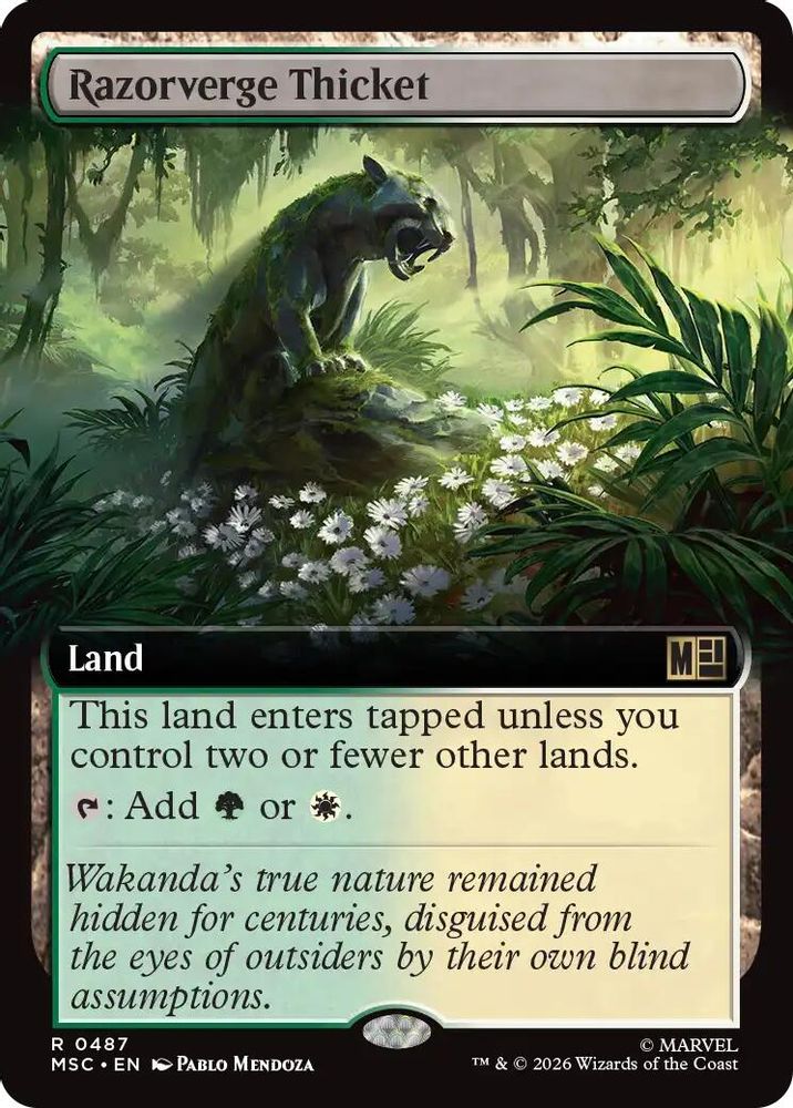 Razorverge Thicket (Extended Art) #487 - RARE MSC -  Commander: Marvel Super Heroes
