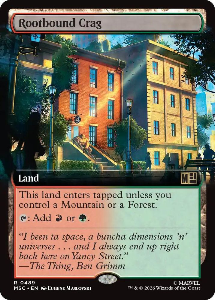 Rootbound Crag (Extended Art) #489 - RARE MSC -  Commander: Marvel Super Heroes