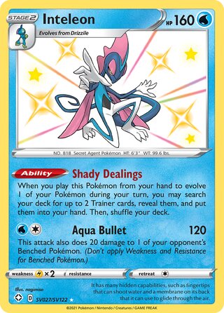 Inteleon - Sv27/sv122 - Shiny Rare Shining Fates