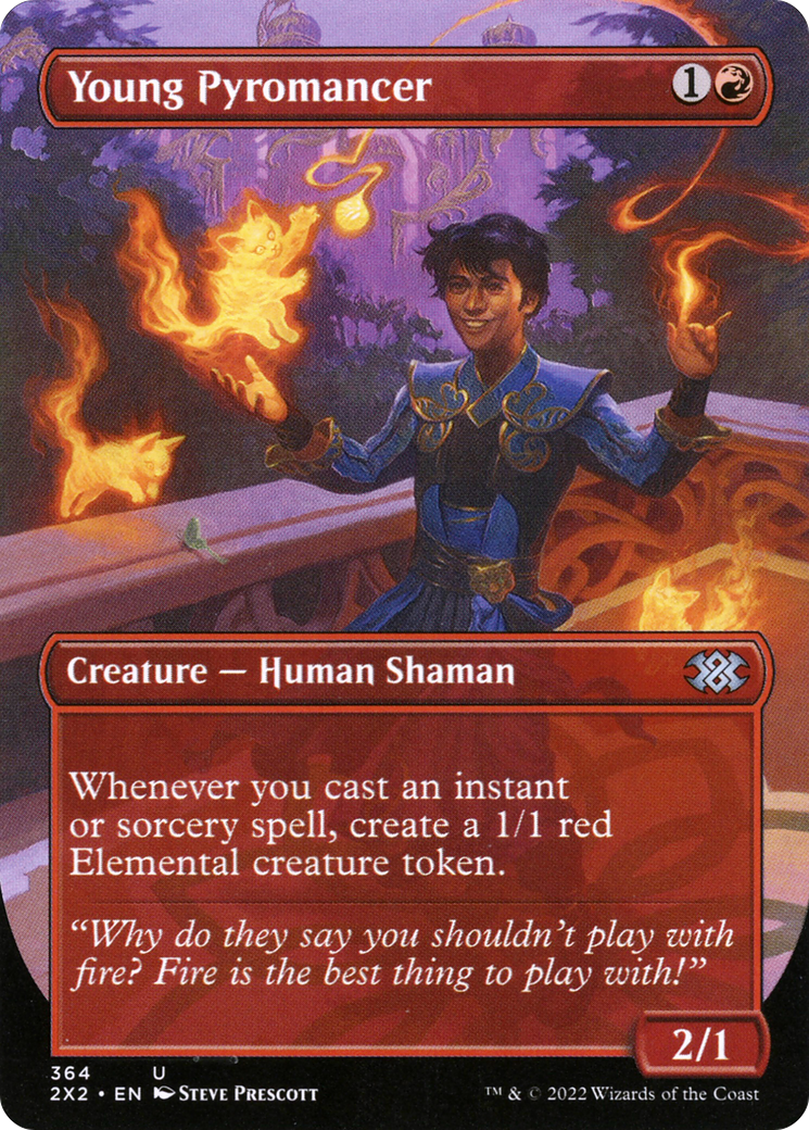 [ BL ] [FOIL] Young Pyromancer (Borderless) #364 - UNCOMMON 2X2 - Double Masters 2022