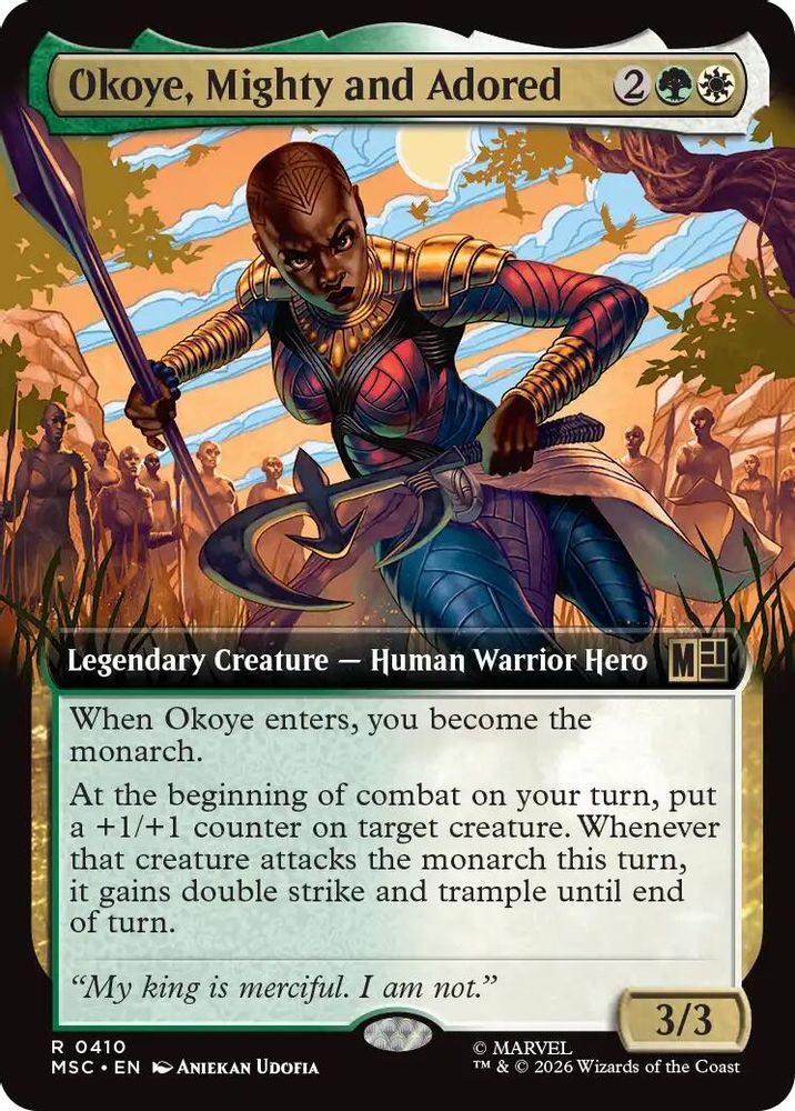[FOIL] Okoye, Mighty and Adored (Extended Art) #410 - RARE MSC -  Commander: Marvel Super Heroes