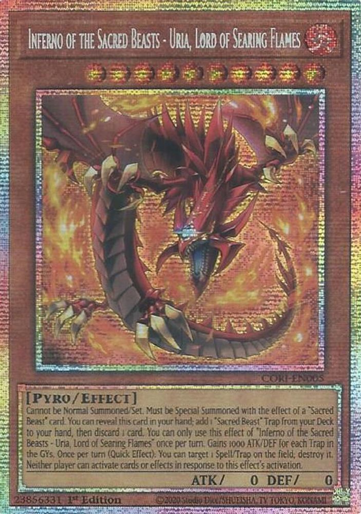 [STARLIGHT RARE] Inferno of the Sacred Beasts - Uria, Lord of Searing Flames - (CORI-EN005) - Starlight Rare 1st Edition