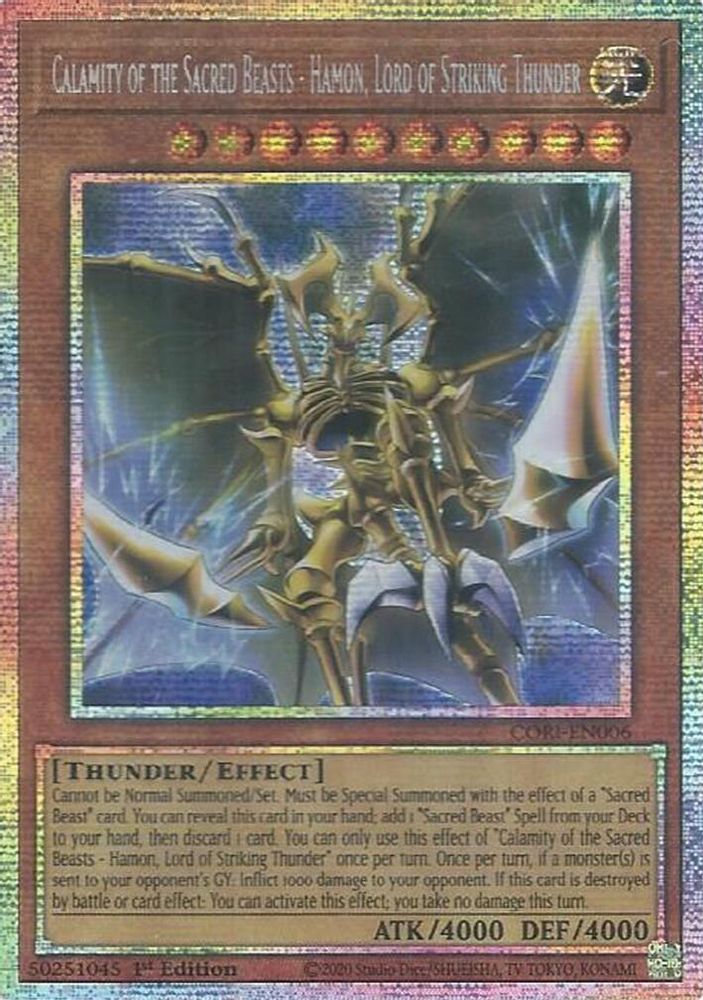 [STARLIGHT RARE] Calamity of the Sacred Beasts - Hamon, Lord of Striking Thunder - (CORI-EN006) - Starlight Rare 1st Edition