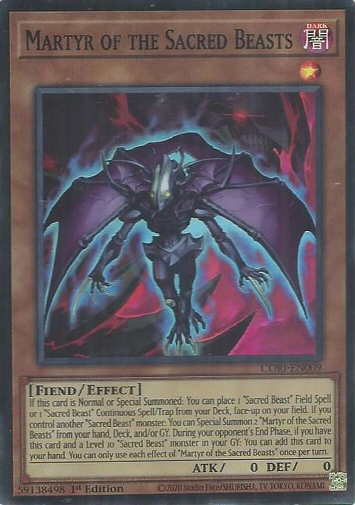 Martyr of the Sacred Beasts - (CORI-EN009) - Super Rare 1st Edition