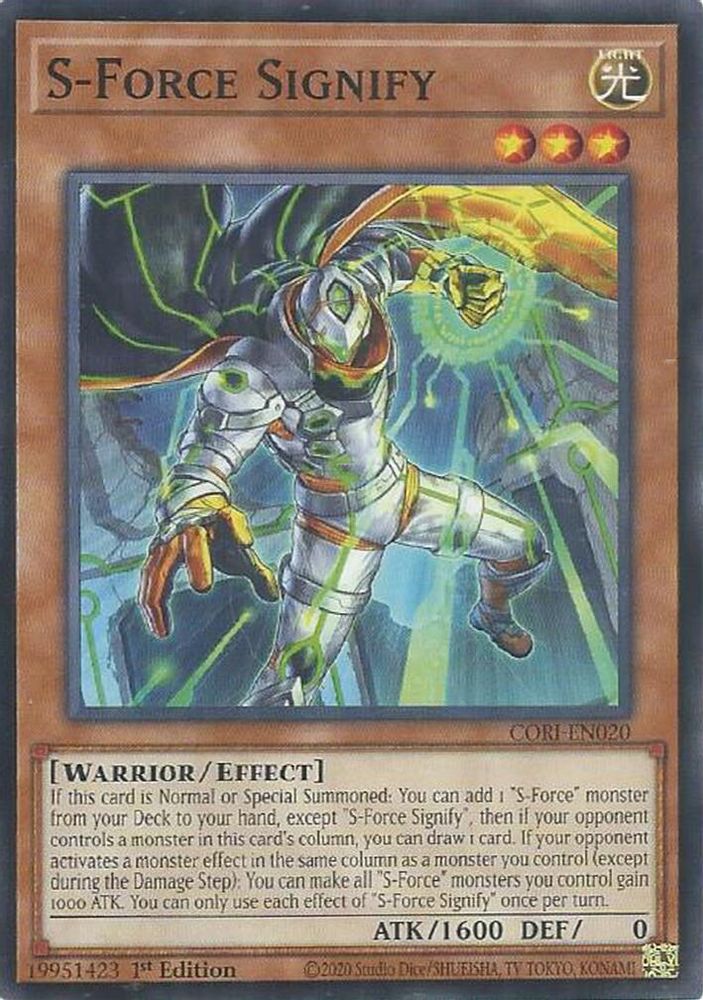 PLAYSET (3) 3x S-Force Signify - (CORI-EN020) - Common / Short Print 1st Edition