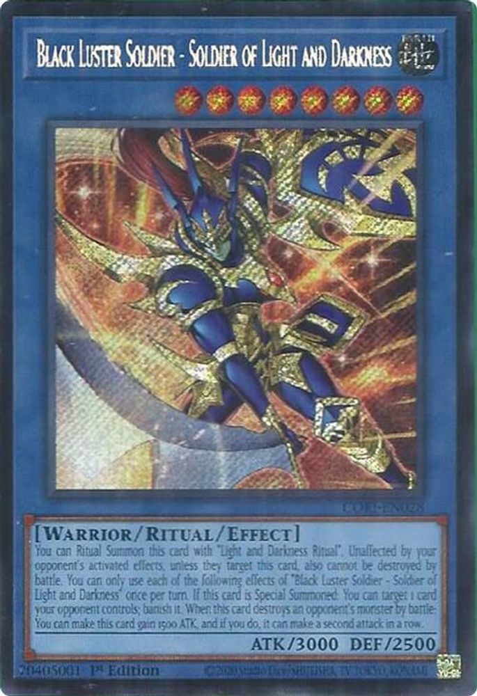Black Luster Soldier - Soldier of Light and Darkness (Secret Rare) - (CORI-EN028) - Secret Rare 1st Edition