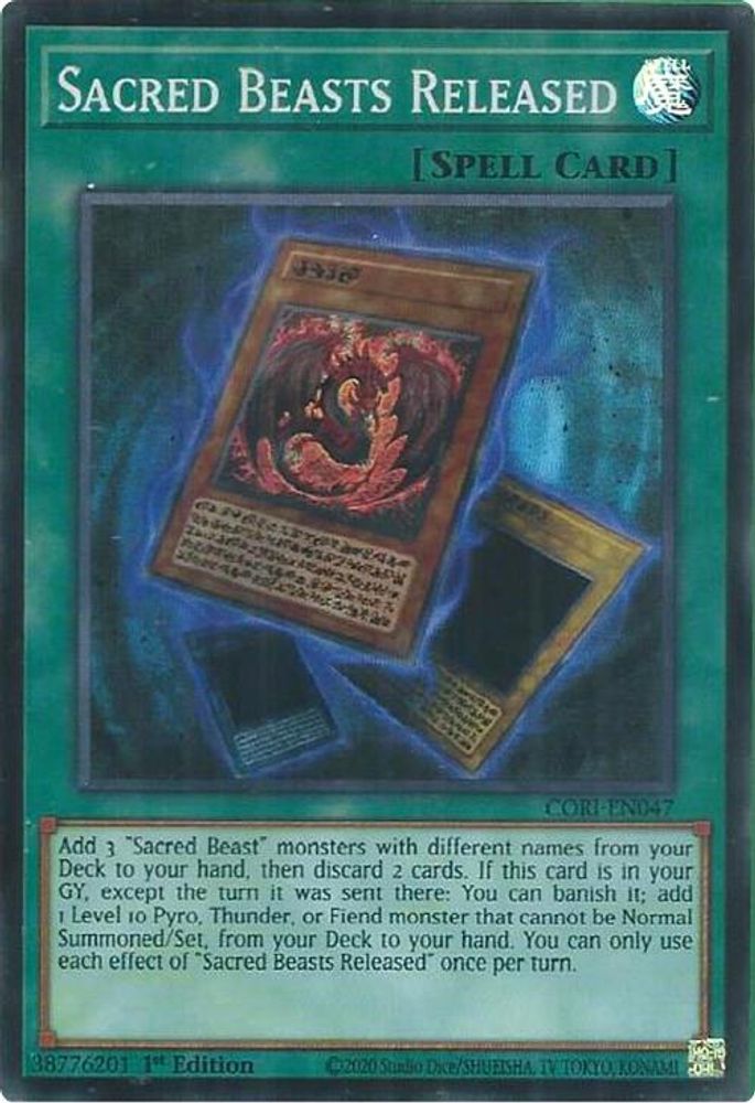 Sacred Beasts Released - (CORI-EN047) - Super Rare 1st Edition