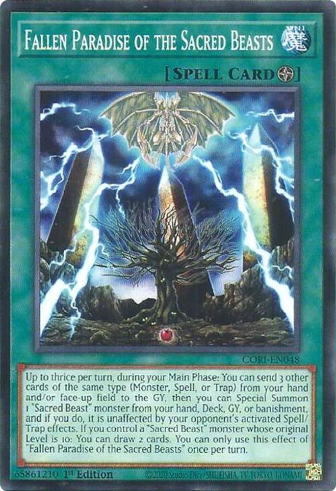 PLAYSET (3) 3x Fallen Paradise of the Sacred Beasts - (CORI-EN048) - Common / Short Print 1st Edition