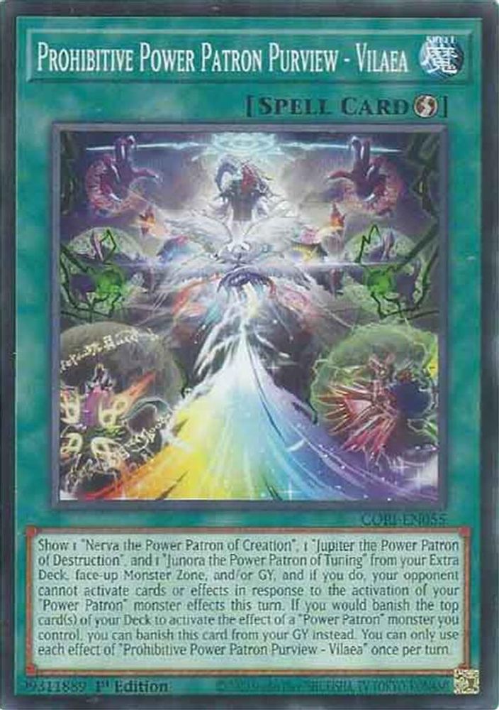 PLAYSET (3) 3x Prohibitive Power Patron Purview - Vilaea - (CORI-EN055) - Common / Short Print 1st Edition